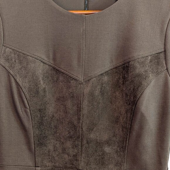 BCBGMAXAZRIA | Brown Denna Faux Suede Corset Style Peplum Top Brown | Size Small - Picture 4 of 11